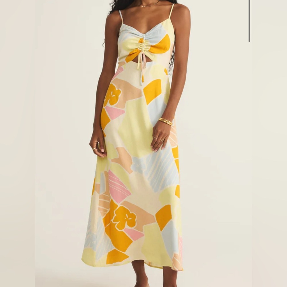AURA RIVIERA FLORAL MAXI DRESS in Mello Yellow size S